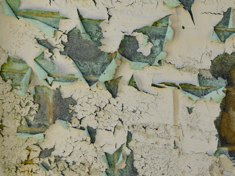 Wall surface with peeling and flaking paint caused by dampness